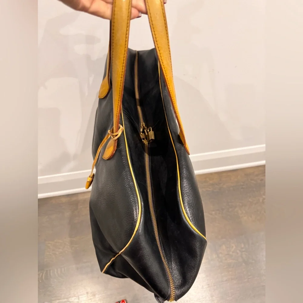 Authentic Vintage HERMES Paris made in France-INDIGO LEATHER TRAV DUFFEL BAG - Picture 5 of 17